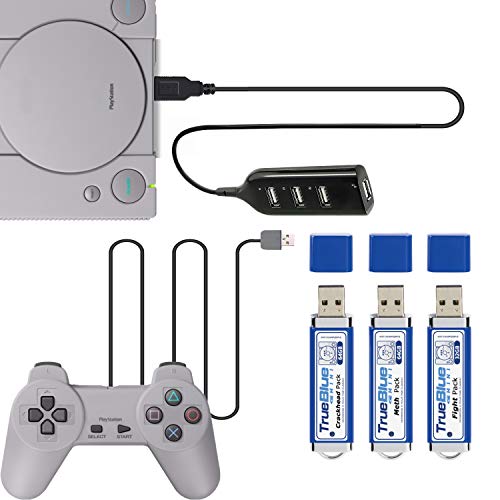 The perseids True Blue Mini Crackhead Pack USB Flash Drives 64GB Game Memory Stick with 4-Port Hub for Playstation Classic - Includes 101 Games (Crackhead Pack) - Thumbnail 3