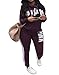 Salimdy Women Pink Letter Print 2 Piece Outfits Casual T-Shirt Tops and Skinny Long Pants Tracksuit Jumpsuit