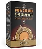 Nespresso Compatible Organic Coffee Capsules by Kiss Me Organics - Dolce - 100% Biodegradable and Compostable Coffee Pods - Made from Slow Roasted Organic Coffee Beans - 30 capsules