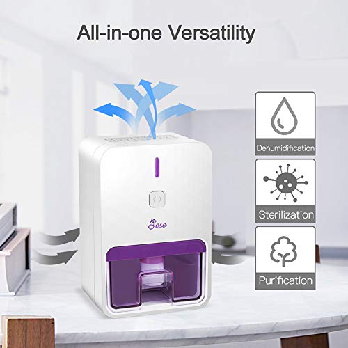JESE Small Dehumidifier, Portable Dehumidifier for Bathroom 1800 Cubic Feet Electric Safe Dehumidifier for Bathroom, Bedroom, RV, Kitchen, Baby Room