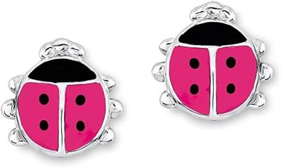 Prinzessin Lillifee Ohrstecker 925 Sterling Silber Mädchen Kinder Ohrschmuck, 0,6 cm, Silber, Marienkäfer, Kommt in Schmuck Geschenk Box, 9045990