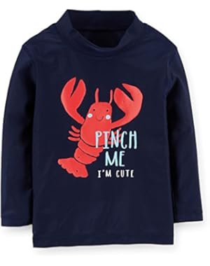 Carter Little Boys Rashguard Shirt Lobster (4T, Navy Red)