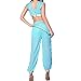 Quesera Women's Princess Jasmine Costume Adult Aladdin Belly Dance Stage Costume, Blue, One Size Fits 2-6