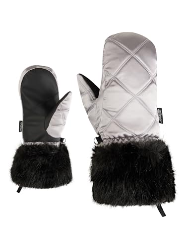 Ziener Damen KWINZI-Z Ski-Fäustling/Wintersport | Kunstfellbündchen, Thermoshield, wasserabweisend, metallic Silver, 8,5