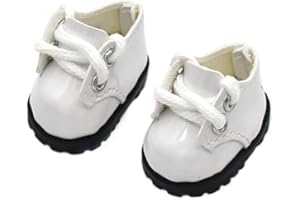 QIXINGWISE 1 Pair Doll Shoes for 17cm Dolls, Mini PU Leather Lace Up Oxford Shoes, Adorable Doll Clothes & Dress Up Accessories for 6.7-inch 1st/2nd/3rd Gen Figures (White)