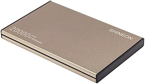 SHINEON S20 Ultra High Capacity 20000mAh 2-Port Power Bank , PowerIQ Technology for iPhone, iPad, Galaxy, and Android Smart Devices (Gold)