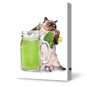 Canvas Wall Art Garfield with Summer Drink Modern Home Decor Canvas Painting Wall Decoration for Bedroom Living Room - 12x18 inches