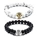 Couples His & Hers Bracelet Black Matte Agate & White Howlite 8mm Beads Bracelet Crown Bracelet Friendship Relationship Bracelet
