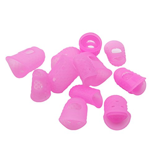 Yunzee 15 PCS Silicone Finger Sleeve Non Slip Anti Scalding Cover Flip Book Playing Piano Guitar Bass Finger Protector Sleeve,Pink