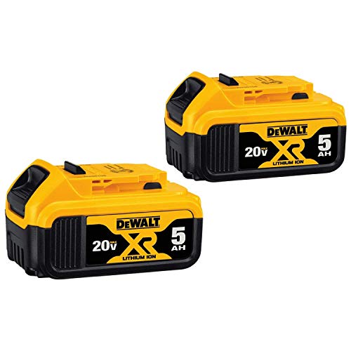 DEWALT DCB205 20V MAX XR 5.0Ah Lithium Ion Battery-Pack (2 Pack) (Renewed)