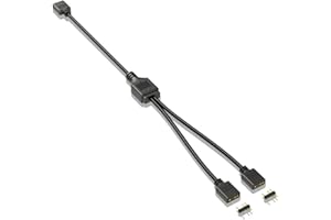 Fattoz 5V 3-Pin Extension Cable for Computer Motherboard 1 Point 2 Hub Cable Connection Extension ARGB Splitter, Black