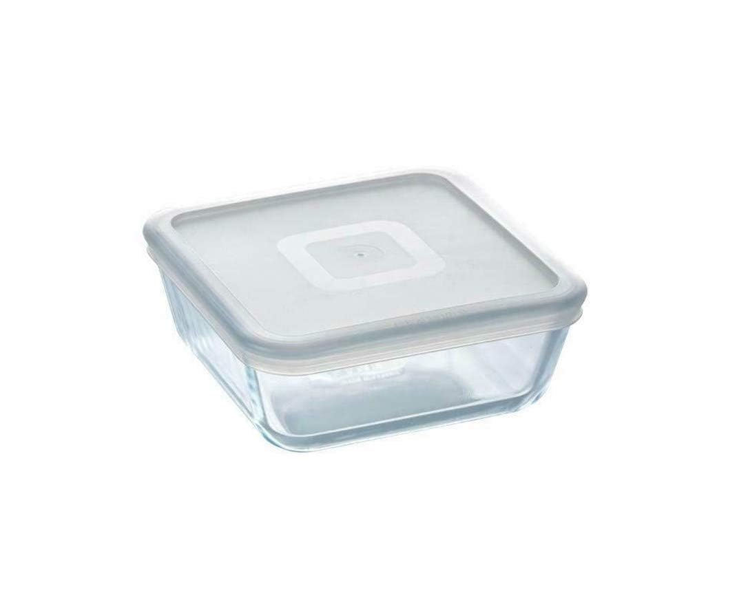 Pyrex Microwave Safe Classic Square Glass Dish with Plastic Lid 2.0 Litre White