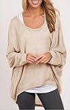 Oryer Womens Casual Oversized Baggy Off Shoulder Shirts Loose Pullover Tops