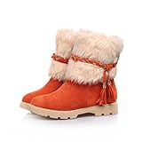 Mostrin Women's Water Resistant Short Boot Fashion Suede Flat Heel Winter Faux Fur Snow Boots