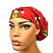 Euro Surgical Scrub Hats Women's Red Christmas Cap Adjustable Bouffant