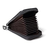 Goldwheat Women's RFID Blocking Genuine Leather Credit Card Case Holder Small Purse Security Travel Wallet Pouch(Black)
