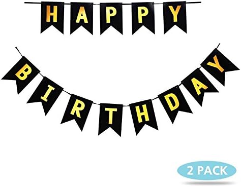 Birthday Decorations Party Supplies,Happy Birthday Banner with Colorful Letter for Adults Women Men Kids by Cooque (Banners-black big)