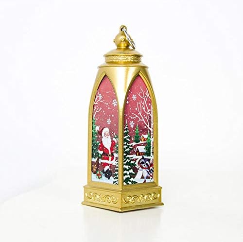 Christmas LED Lantern, Christmas Decorative Light Lamp Hanging Lighted Snow Globe Vintage Lantern Lamp with Battery Operated for Patio Outdoor Christmas Tree Decoration
