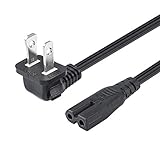 CableCreation 6 Feet 90 Degree 2-Slot Polarized Power Cord, 18 AWG Angled IEC320 C7 to NEMA 1-15P Power Cable, 1.8M/Black