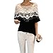 Genluna Lady Lace Cape Collar Cutout Crochet Batwing Sleeve Tops Blouse
