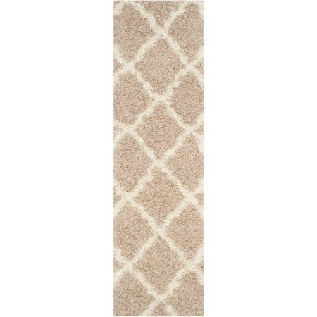 Safavieh Dallas Shag Collection SGDS257D Beige and Ivory Runner (2'3" x 8')