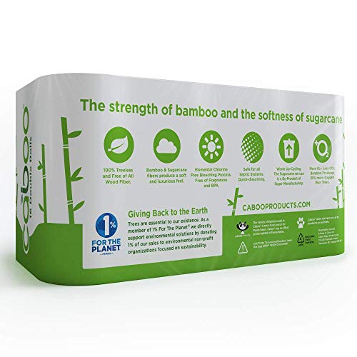 Caboo Tree-Free Bamboo Toilet Paper, Septic Safe Biodegradable Bath Tissue, Eco Friendly Soft 2 Ply Sheets, 300 Sheets Per Roll, 16 Double Rolls - Thumbnail 2