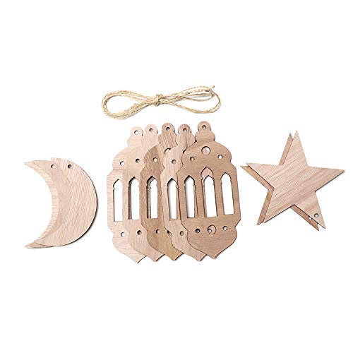 Beyonday Mode DIY Hanger Bruiloft Decoratie Hout Versieringen Maan Ster kerstballen Ambachten Accessoires Houten Eid Mubarak Opknoping Lantaarn