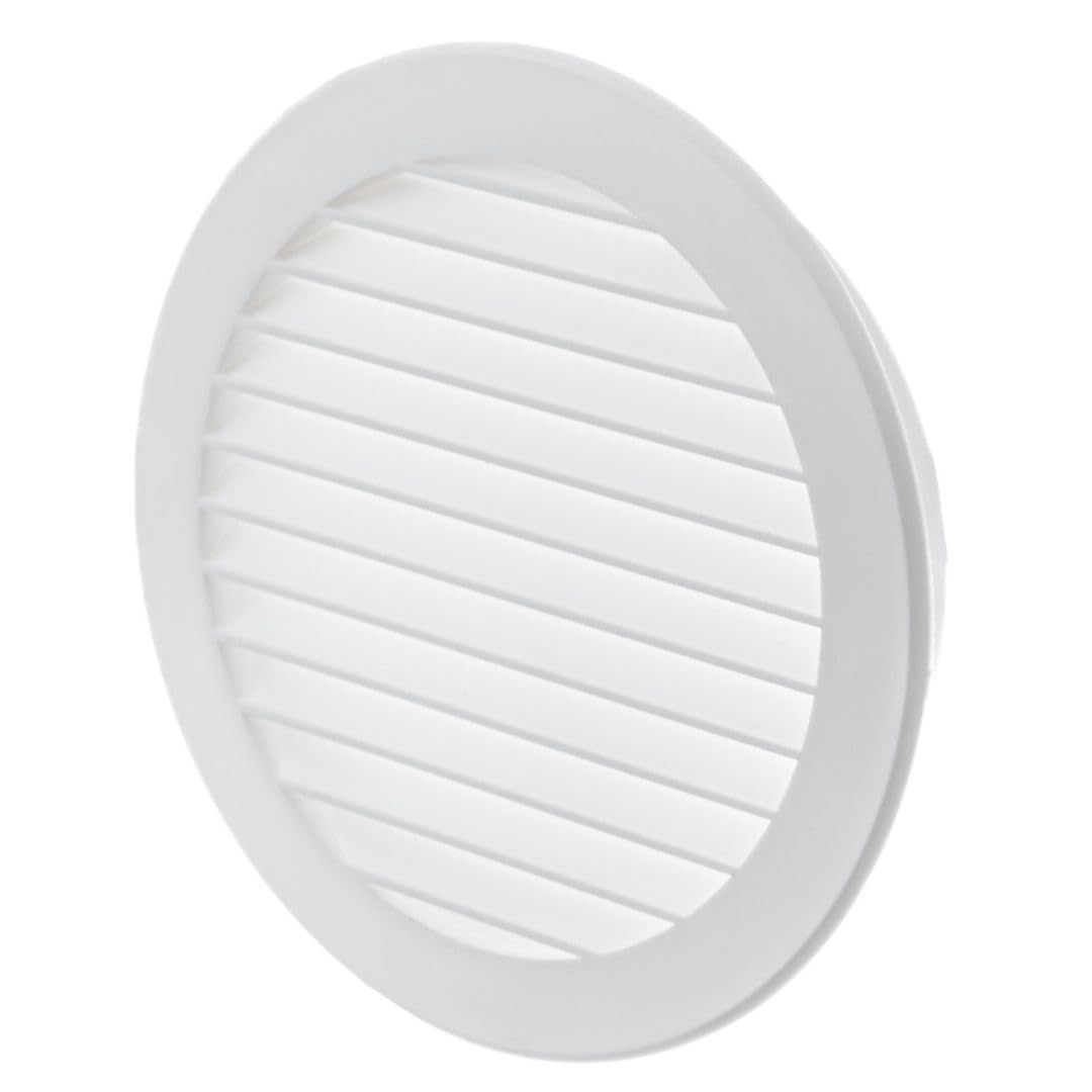 Ø 125mm / 5 inch White Plastic Ventilation Grille - Air Vent Cover for Kitchen, Bathroom & HVAC Systems