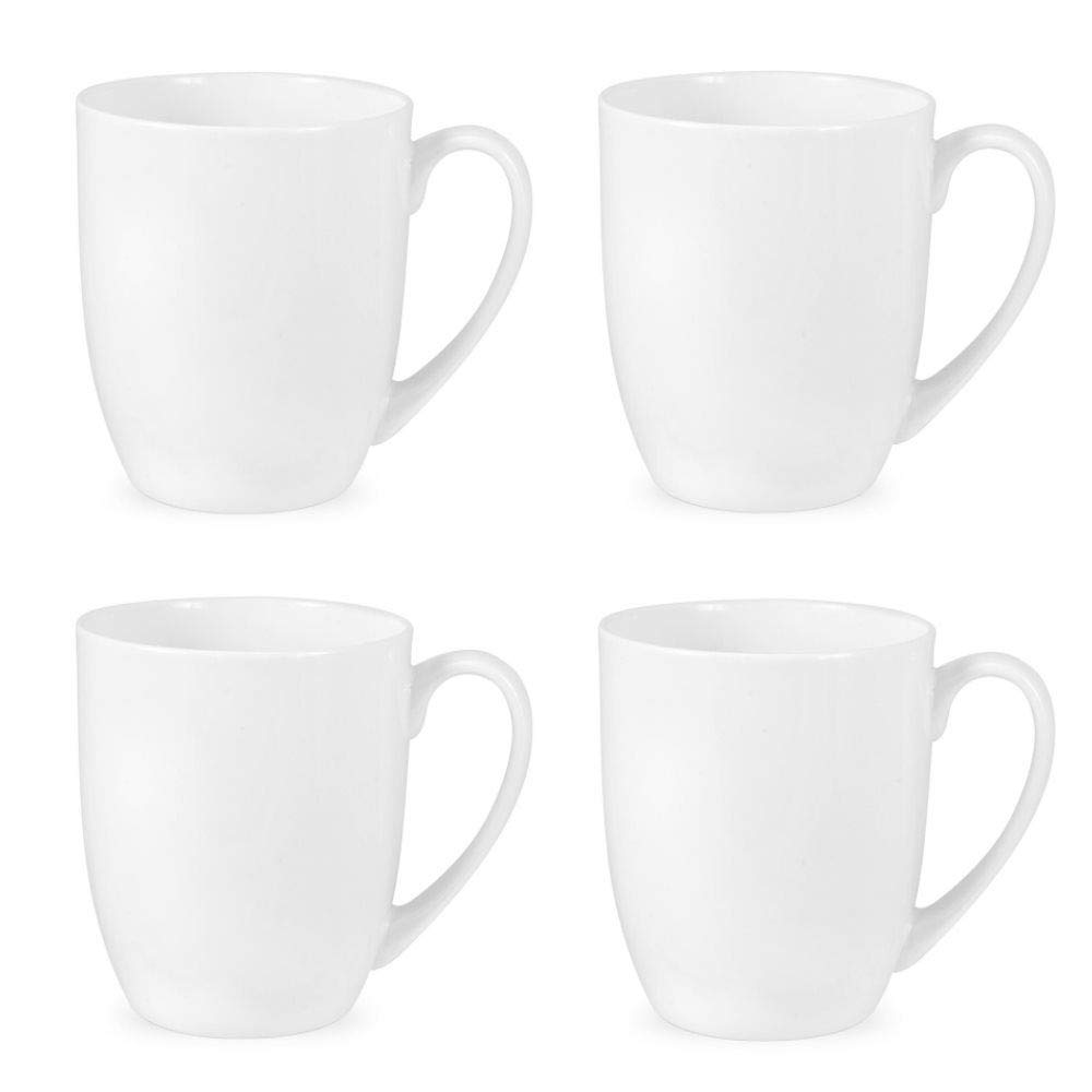Royal Worcester x Serendipity Set of 4 Coffee Mugs - Bone China Whiet Mugs with Handle, White Cups for Hot Drinks, Practical and Stylish Addition to any Kitchen, 350ml