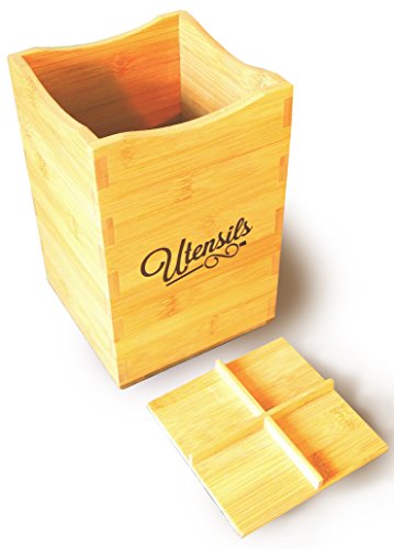 Extra Large Adjustable Utensil Holder Caddy Box - Bamboo 5.25x5.25x8in by Cookbook People - Thumbnail 7