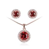Fashion Plaza Basket Set Red Cubic Zircon Cz Necklace and Earring Set S92