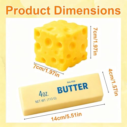 ORCHID M® 2PCS Butter Squishy Toy Big Cheese Squeeze Toys Stress Balls Slow Rising Squishy Fidget Toys ,Cute Squishy Soft Stress Relief Squeeze Ball Gift Party Favors for Kids and Adults