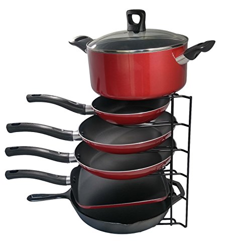 6 tier pantry organization and storage Pan organizer Lid organizers Pot holders Shelf organizer. Pots pans kitchen rack in pantries cabinets under sink Kitchen drawer organizer Cabinet shelf dividers