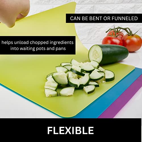 Flexible 3 Colored Cutting Board Mats Set, Plastic, Colorful For