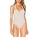 May&Maya Women's Deep Scoop Neckline Button Placket Bodysuit (M, Gray2)