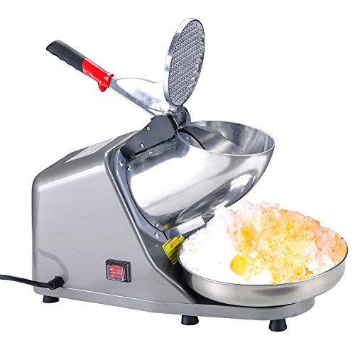 Electric Ice Crusher Shaver Snow Cone Maker Machine Silver 143lbs/hr for Home and Commerical Use ETL Safety Standard Certified