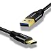 10ft USB C Cable Fast Charge 3.0 Braided, Cellularize USB Type C to USB 3.0 Fast Charging Cable with 56k Ohm Pull-up Resistor for Samsung Galaxy S8, S8+, S9, MacBook, Sony XZ, LG V20 G5 G6, HTC 10