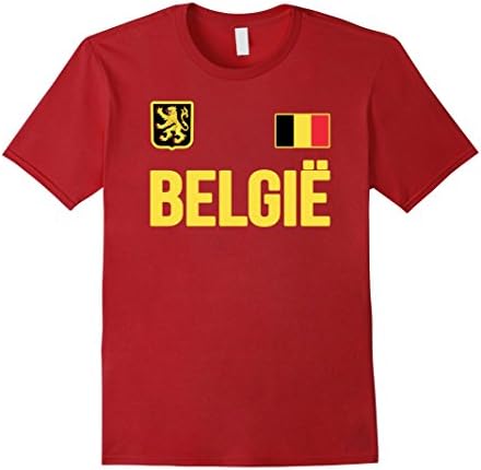 Mens Belgie T-shirt Belgium Belgian Flag Soccer Jersey Style XL Cranberry
