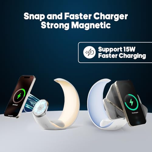 AMROAH 2025 Moon 4 in 1 Wireless Charging Station for Smart Phone Headphones Watch, Multiple Devices Wireless Charger for iPhone 17 16 15 14 13 12 Series, Airpods Pro, Apple Watch