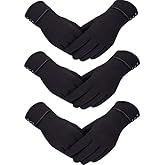Patelai 3 Pairs Womens Gloves Winter Touchscreen Texting Phone Windproof Gloves Warm Fleece Lined Cold Weather