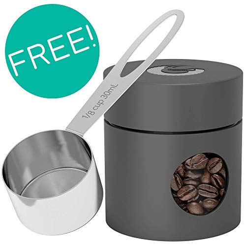 Coffee Gator Coffee Canister 6” Stainless Steel Airtight Coffee Containers for Ground Coffee w