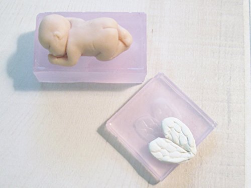 Little Baby and Angel Wings Set of Two Silicone Molds 1.5"