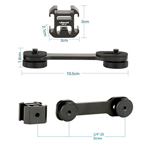 Triple Cold Shoe Mount Gimbal Extension Bracket, Universal Mic Stand and Light Mount Plate Adapter for Zhiyun Smooth 4/Smooth Q/DJI OSMO Mobile 2/Feiyu Vimble 2 Gimbal Stabilizer Accessories