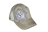 Olive & Pique Women's Stitch Rhinestone Flower Trucker Cap
