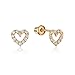 14k Yellow Gold White Heart Cubic Zirconia Children Screwback Baby Girls Earrings