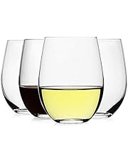 LUXU Stemless Wine Glasses(Set of 4)-20 oz,Clear Wine Cups for Red or White Wine,Crystal Whiskey Tumblers,Large Water Goblets,Drinking Glassware for Beer,Great Wine Gifts for Any Occasion