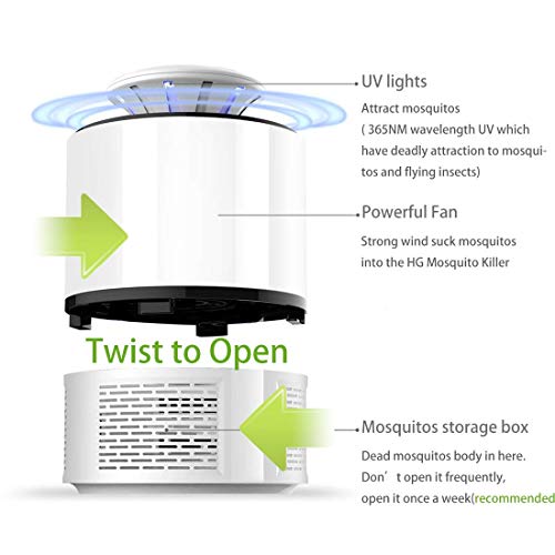 Huntingood Electric Mosquito Insect Killer/Bug Zapper with 360 Degrees LED Trap Lamp for Indoor(White)