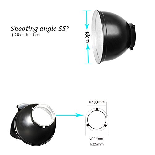 Fomito 55 Degree 7 inchs Standard Reflector Lamp Cover Dish Diffuser for Bowens Mount Studio Strobe Flash Lighting Godox DE300 DE400 SK300 SK400II, Jinbei, Golden Eagle, U2, NiceFoto