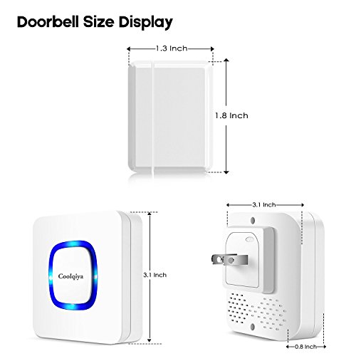 Coolqiya Door Sensor Alarm Wireless Busniess Entry Alert System for Home Security, Operating Range 400FT With 52 Chimes 4 Volume Levels, 1 Door Sensor + 1 Plugin Receiver
