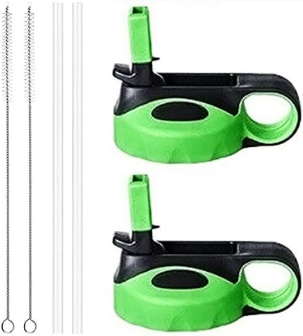 Flgoo Straw Lid for Wide Mouth Water Bottle with Straws and Brush 2 Pack
